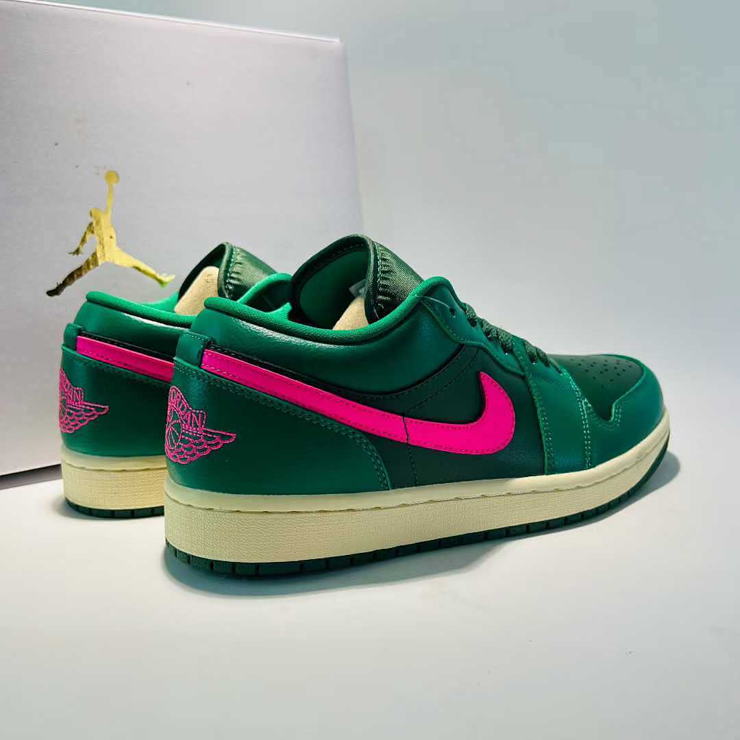Air Jordan 1 Low SE Noble Green Dark Pink Sail Sneakers FJ3465-300 Men's Women's Shoes - Image 3