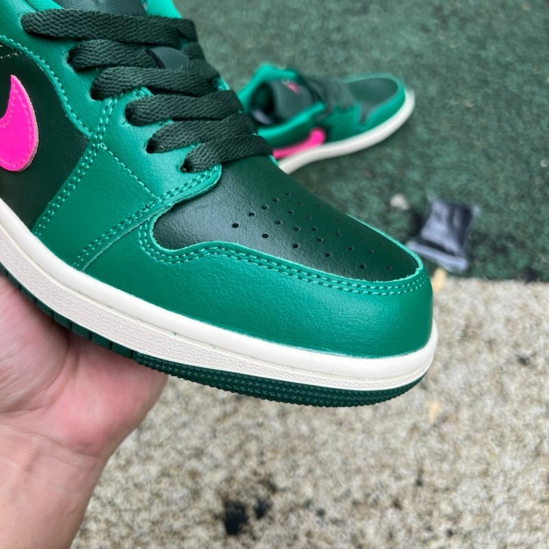 Air Jordan 1 Low Lucky Green Dark Grey Fuchsia Dream 553558-306 - Image 4