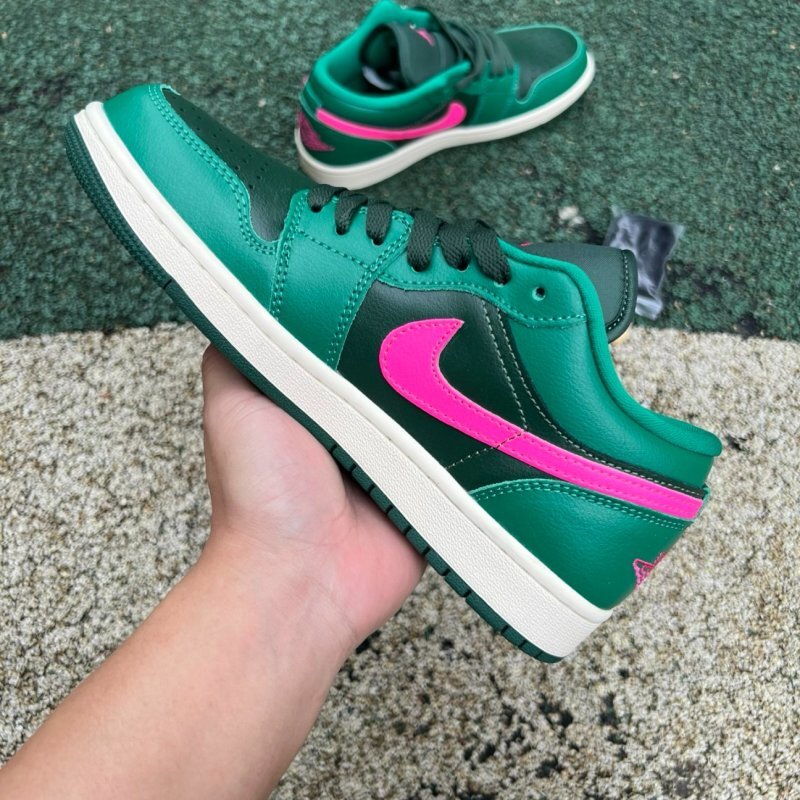 Air Jordan 1 Low Lucky Green Dark Grey Fuchsia Dream 553558-306 - Image 8
