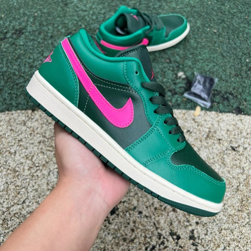 Air Jordan 1 Low Lucky Green Dark Grey Fuchsia Dream 553558-306 - Image 10