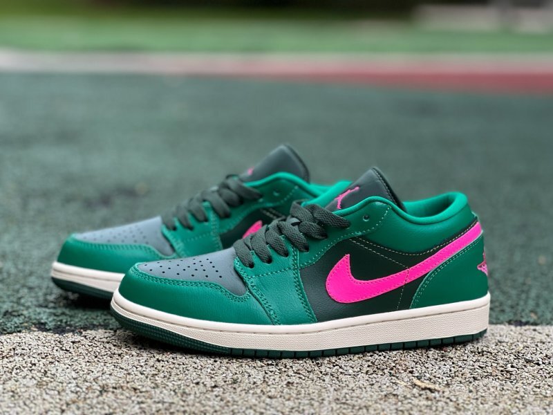 Air Jordan 1 Low Lucky Green Dark Grey Fuchsia Dream 553558-306 - Image 11