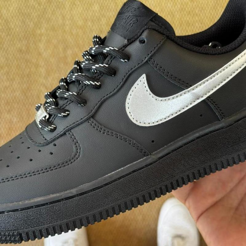 Nike Air Force 1 '07 LV8 Black Metallic Silver White CW7577-001 - Image 5