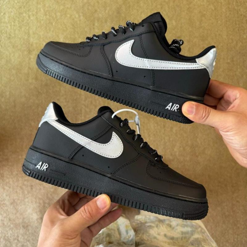 Nike Air Force 1 '07 LV8 Black Metallic Silver White CW7577-001 - Image 9