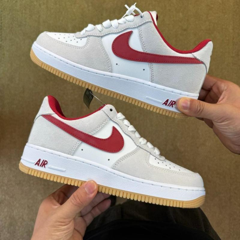 Nike Air Force 1 Low Summit White University Red Light Smoke Grey Gum Light Brown DV0788-100 - Image 9