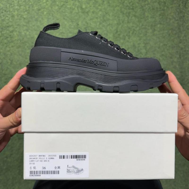 Alexander McQueen Tread Slick Lace-Up Sneaker Black 611705 W4MV2 1000 - Image 3