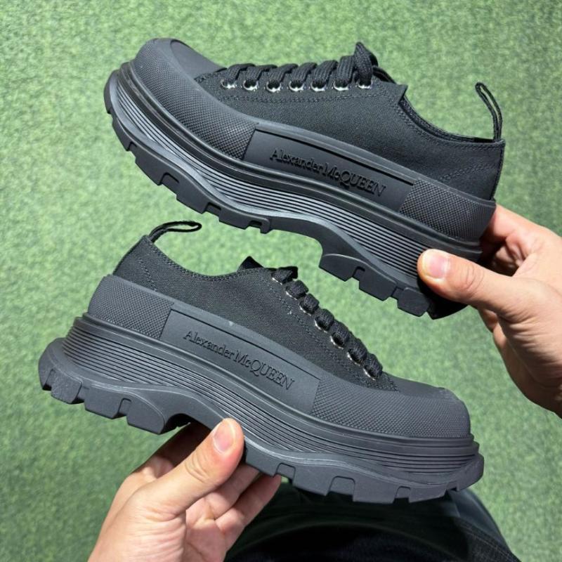 Alexander McQueen Tread Slick Lace-Up Sneaker Black 611705 W4MV2 1000 - Image 9