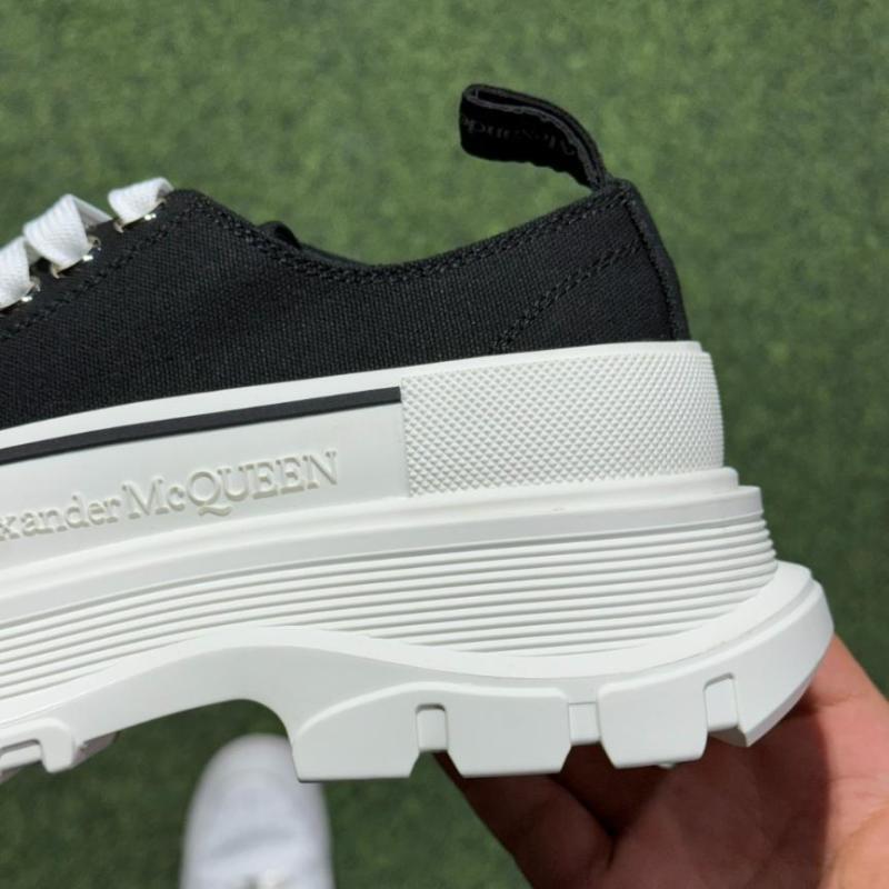 Alexander McQueen Tread Slick Lace-Up Canvas Sneakers Black White 611705 W4MV2 1070 - Image 6