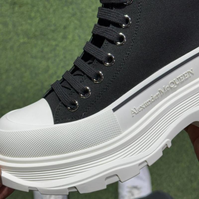 Alexander McQueen Tread Slick Boot Black Canvas White Sole - Image 4