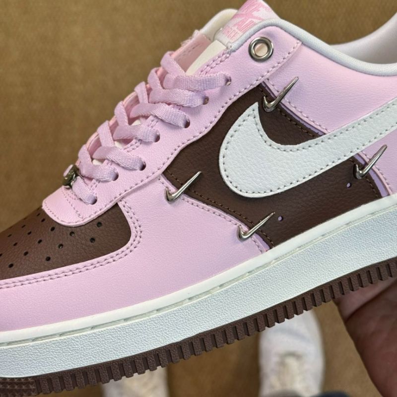 Nike Air Force 1 Low Pink Brown White Spike Studs - Image 4