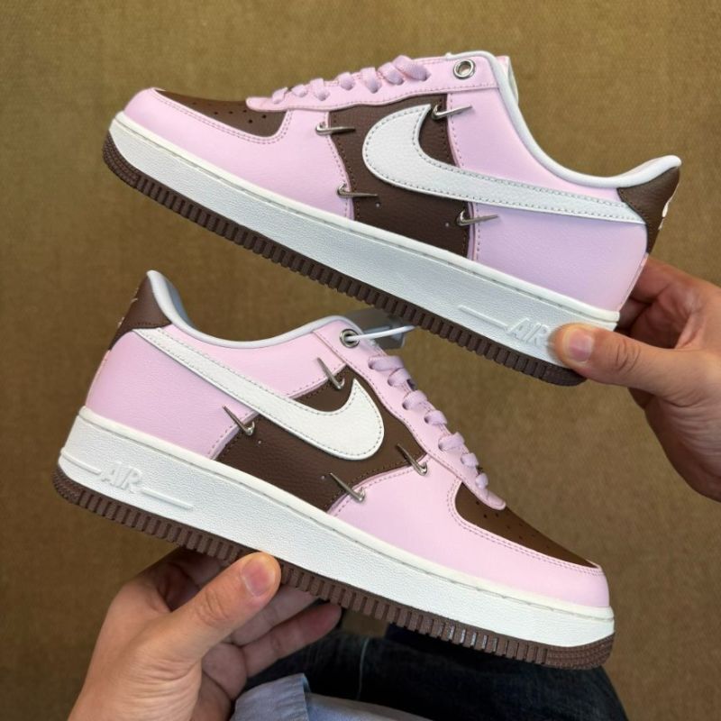 Nike Air Force 1 Low Pink Brown White Spike Studs - Image 8