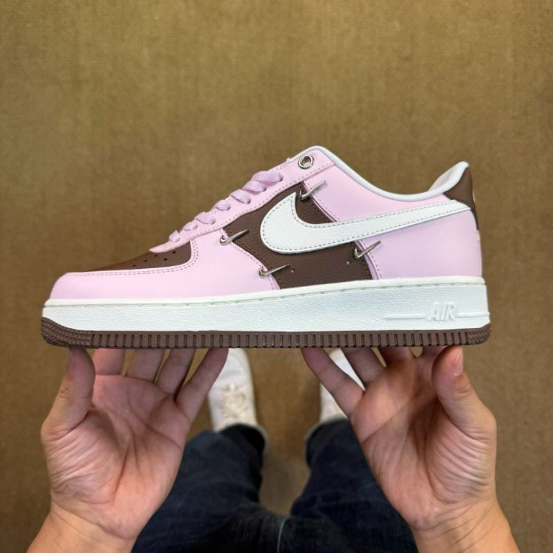 Nike Air Force 1 Low Pink Brown White Spike Studs - Image 9