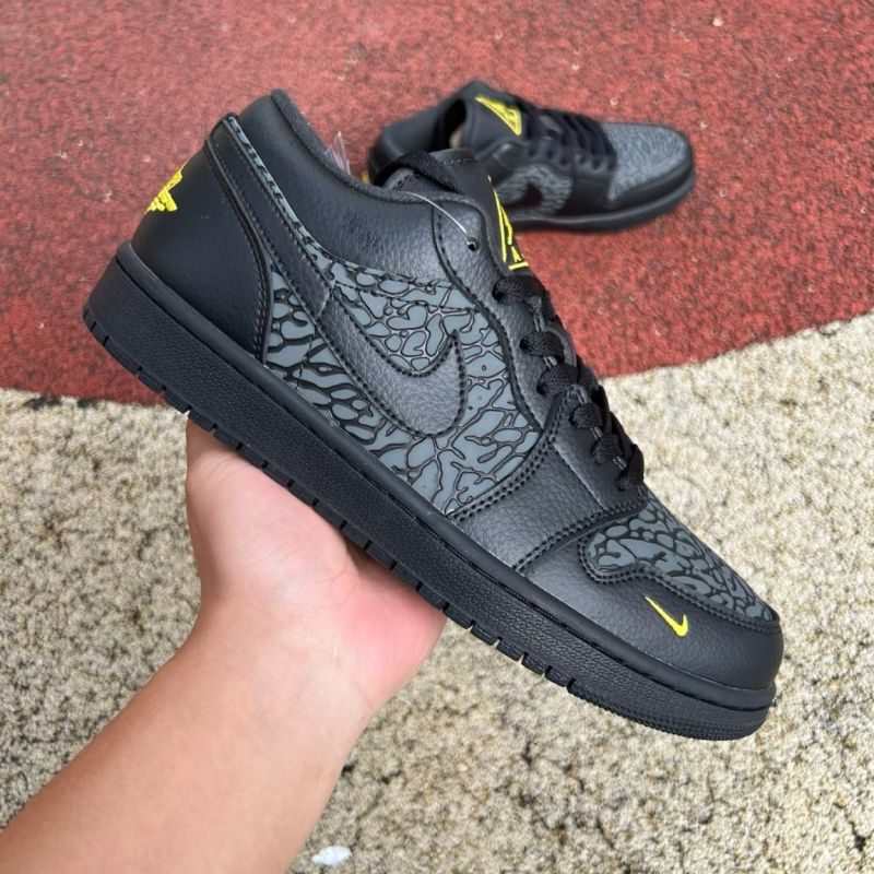 Air Jordan 1 Low SE "Elephant Print" Black Yellow Ochre DZ4130-007 - Image 9