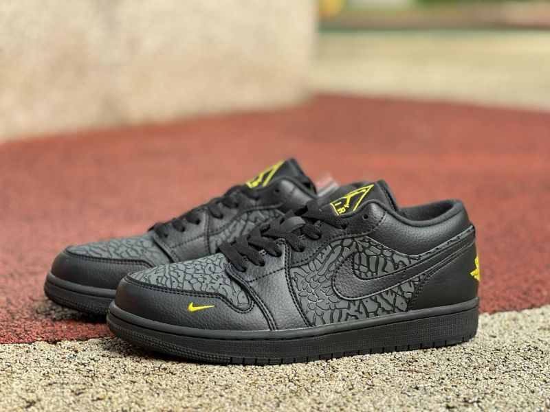 Air Jordan 1 Low SE "Elephant Print" Black Yellow Ochre DZ4130-007 - Image 10