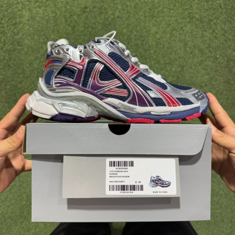 Balenciaga Runner Sneakers Navy Red Silver Purple 677403 W3RBN 4290 - Image 3