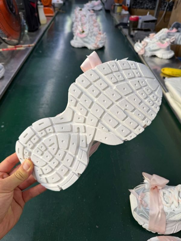 Balenciaga Runner White Silver Pink Ribbon Bow Ruffle Sneakers - Image 3