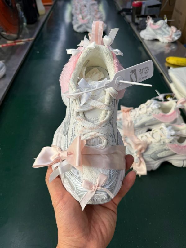 Balenciaga Runner White Silver Pink Ribbon Bow Ruffle Sneakers - Image 9