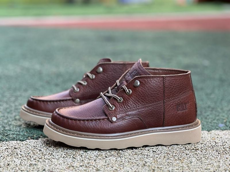 Caterpillar Men's Founder Moc Toe Chukka Boots Brown Leather - Image 10
