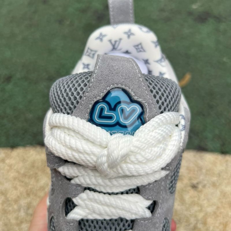 Louis Vuitton LV Trainer Sneaker Grey White Light Blue - Image 5
