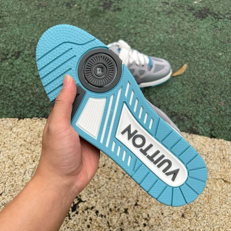 Louis Vuitton LV Trainer Sneaker Grey White Light Blue - Image 6