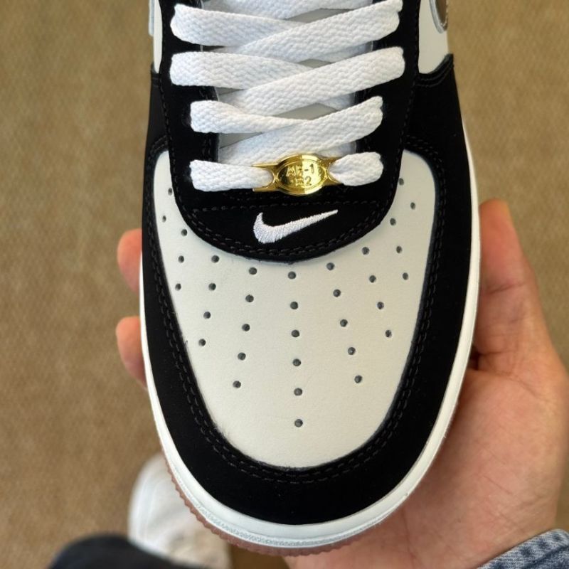 Nike Air Force 1 Low Black Sail Metallic Bronze Camo Heel Pink Gum Sole - Image 3