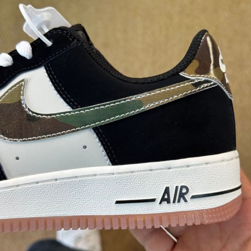 Nike Air Force 1 Low Black Sail Metallic Bronze Camo Heel Pink Gum Sole - Image 4