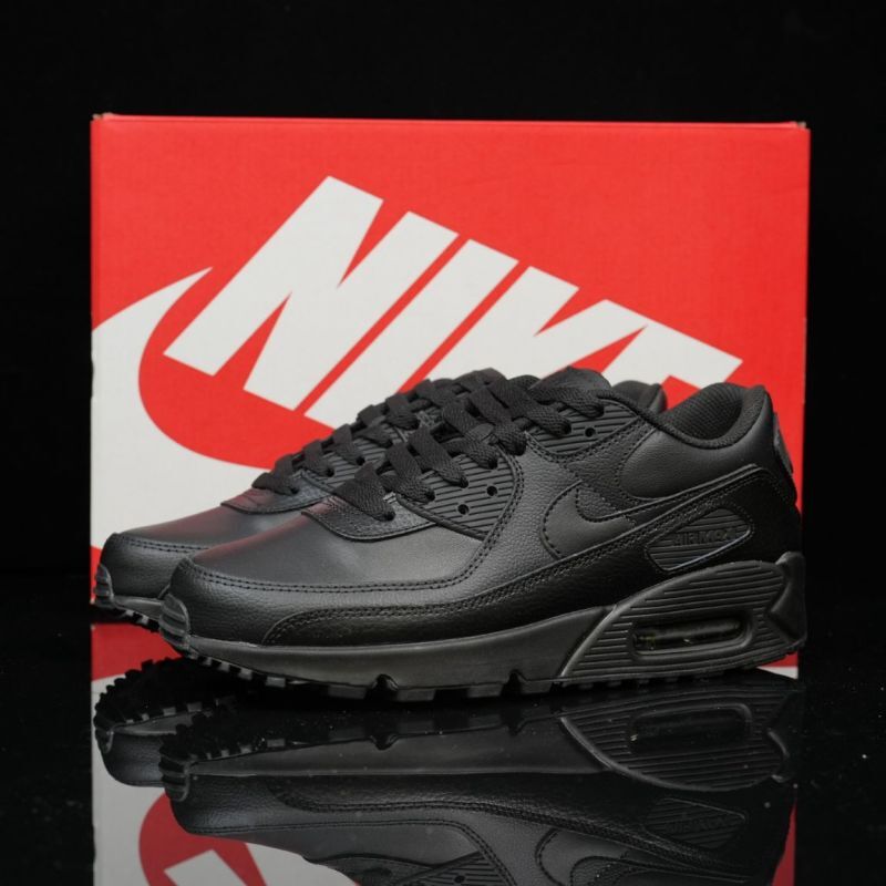 Nike Air Max 90 Leather Triple Black 537384-090 - Image 6