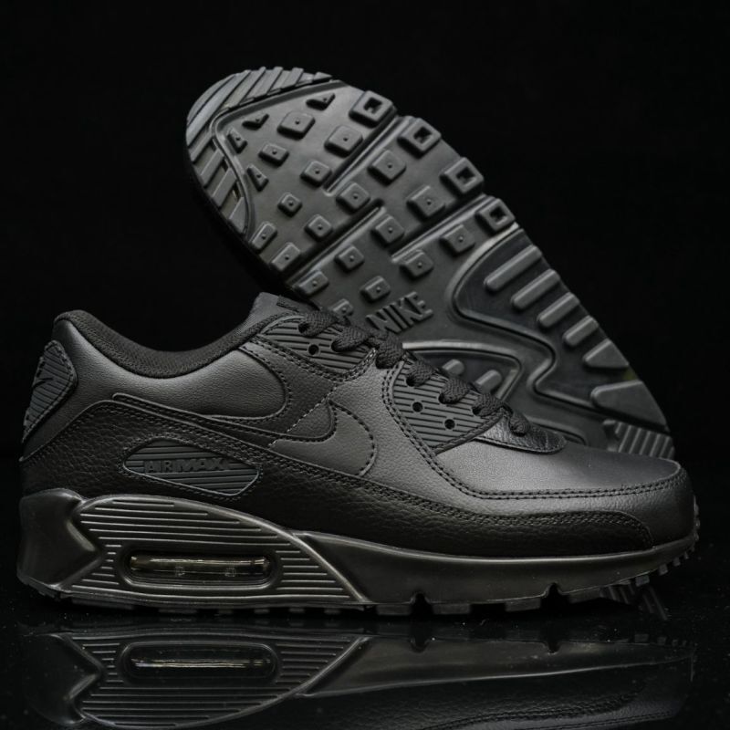 Nike Air Max 90 Leather Triple Black 537384-090 - Image 8