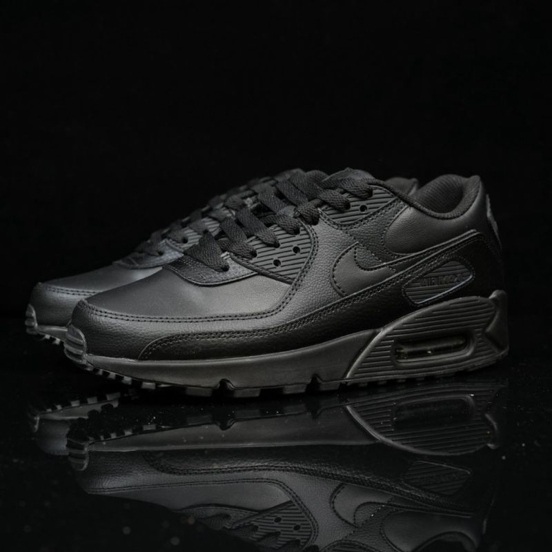 Nike Air Max 90 Leather Triple Black 537384-090 - Image 9