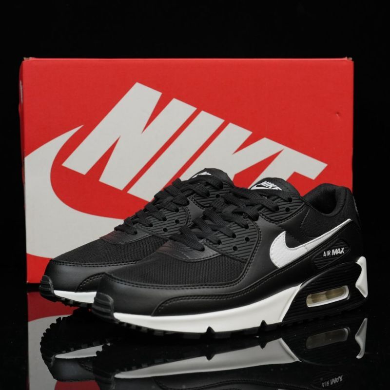 Nike Air Max 90 Leather Black White 302519-001 - Image 6