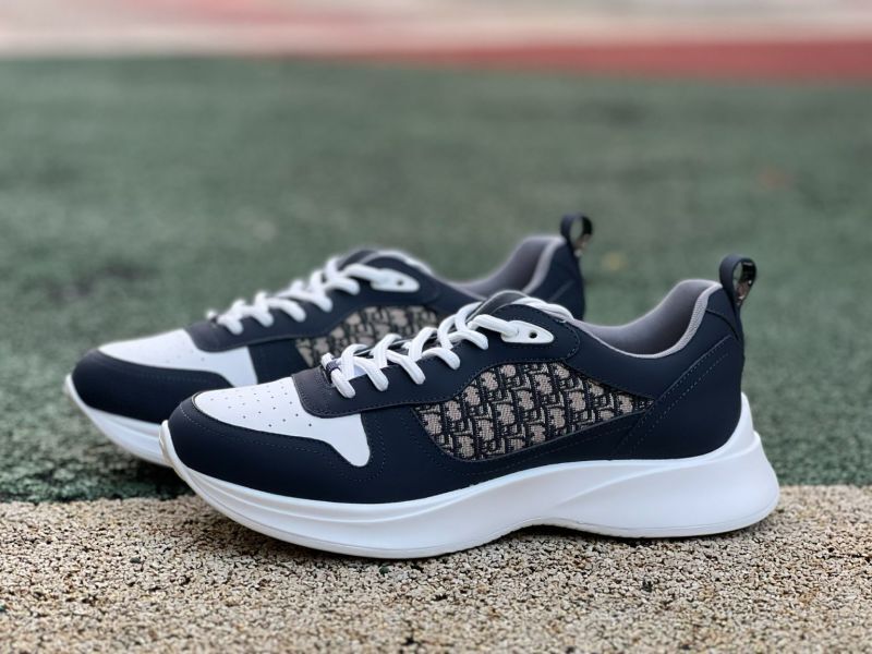 Dior Vibe Sneaker KCK380PNT_S56G Navy Blue and Beige Dior Oblique Technical Mesh and Leather