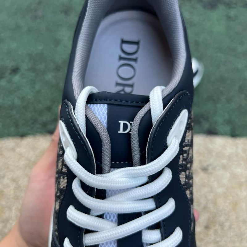 Dior Vibe Sneaker KCK380PNT_S56G Navy Blue and Beige Dior Oblique Technical Mesh and Leather - Image 5