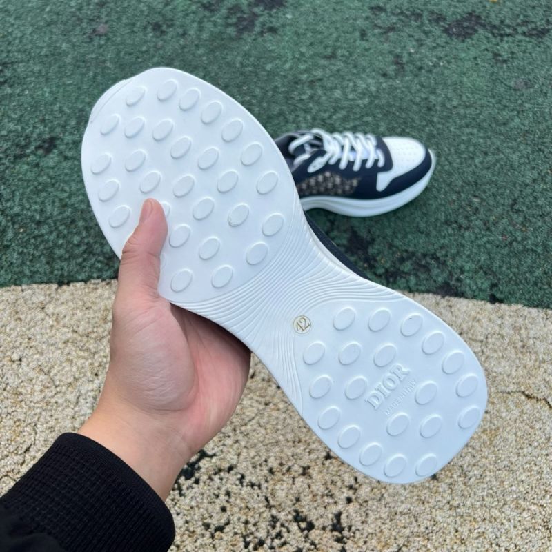 Dior Vibe Sneaker KCK380PNT_S56G Navy Blue and Beige Dior Oblique Technical Mesh and Leather - Image 6