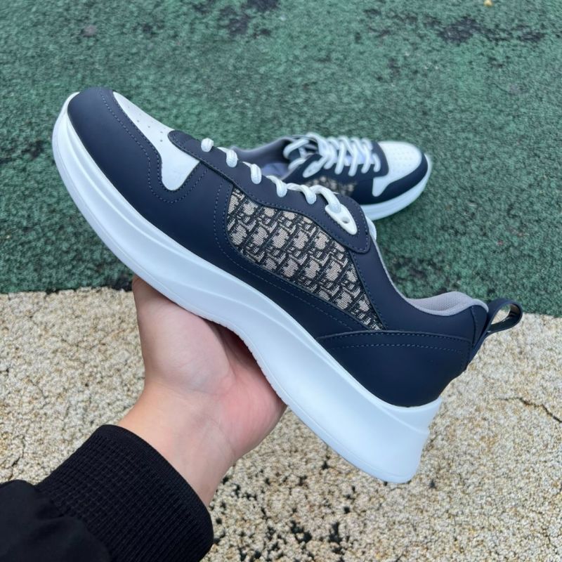 Dior Vibe Sneaker KCK380PNT_S56G Navy Blue and Beige Dior Oblique Technical Mesh and Leather - Image 7