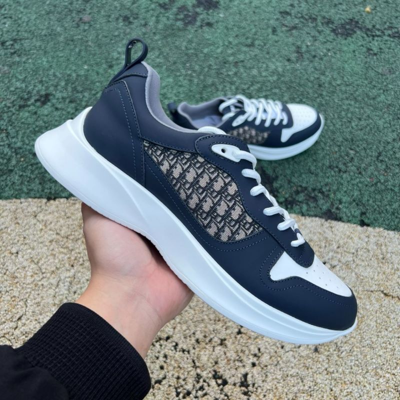 Dior Vibe Sneaker KCK380PNT_S56G Navy Blue and Beige Dior Oblique Technical Mesh and Leather - Image 9
