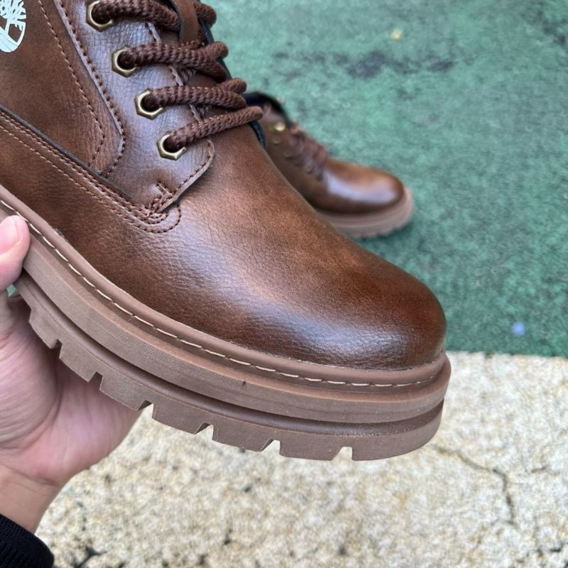 Timberland Men's Brown Leather Padded Collar Lace-Up Boots - Image 4