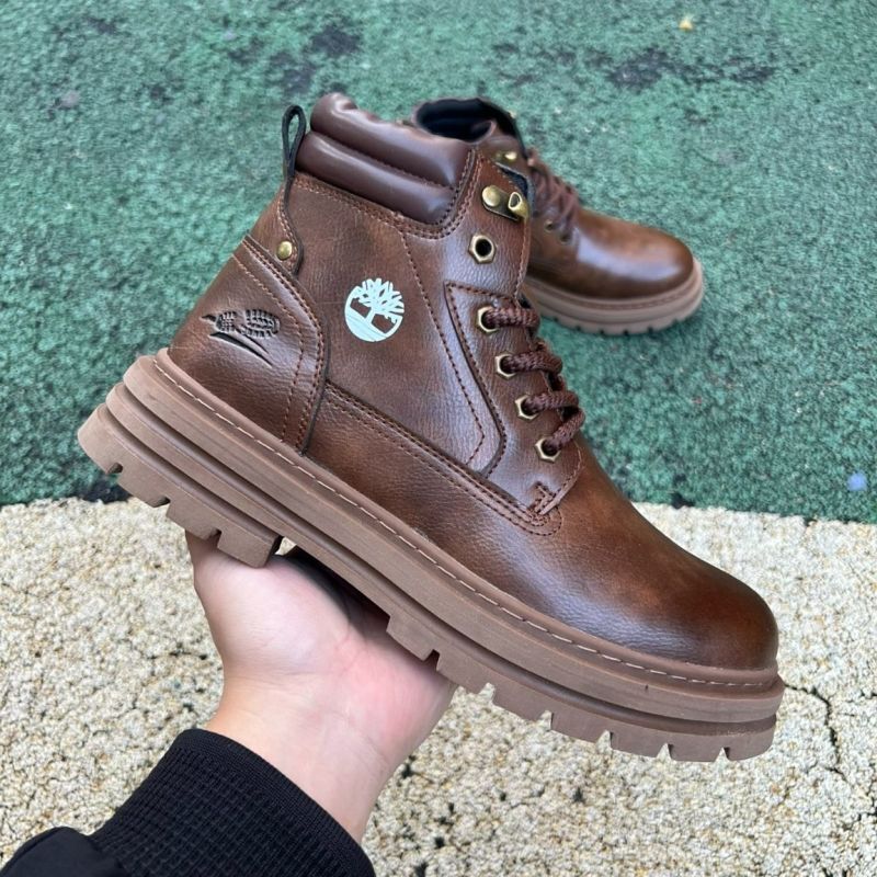 Timberland Men's Brown Leather Padded Collar Lace-Up Boots - Image 10