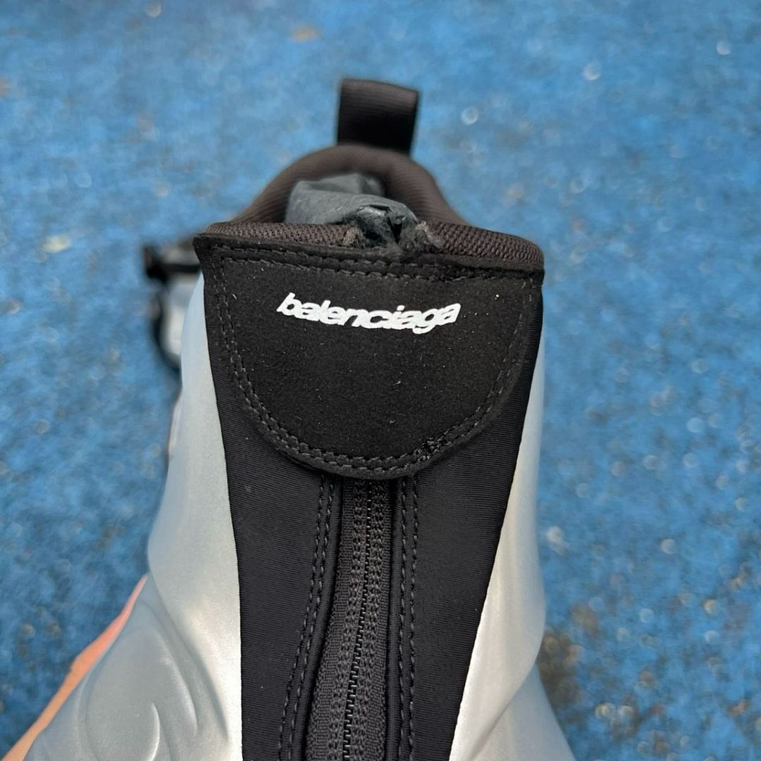 Balenciaga Zen Sneaker 617506 W1702 8100 Metallic Silver Black Luxury Designer Fashion Trainers - Image 5
