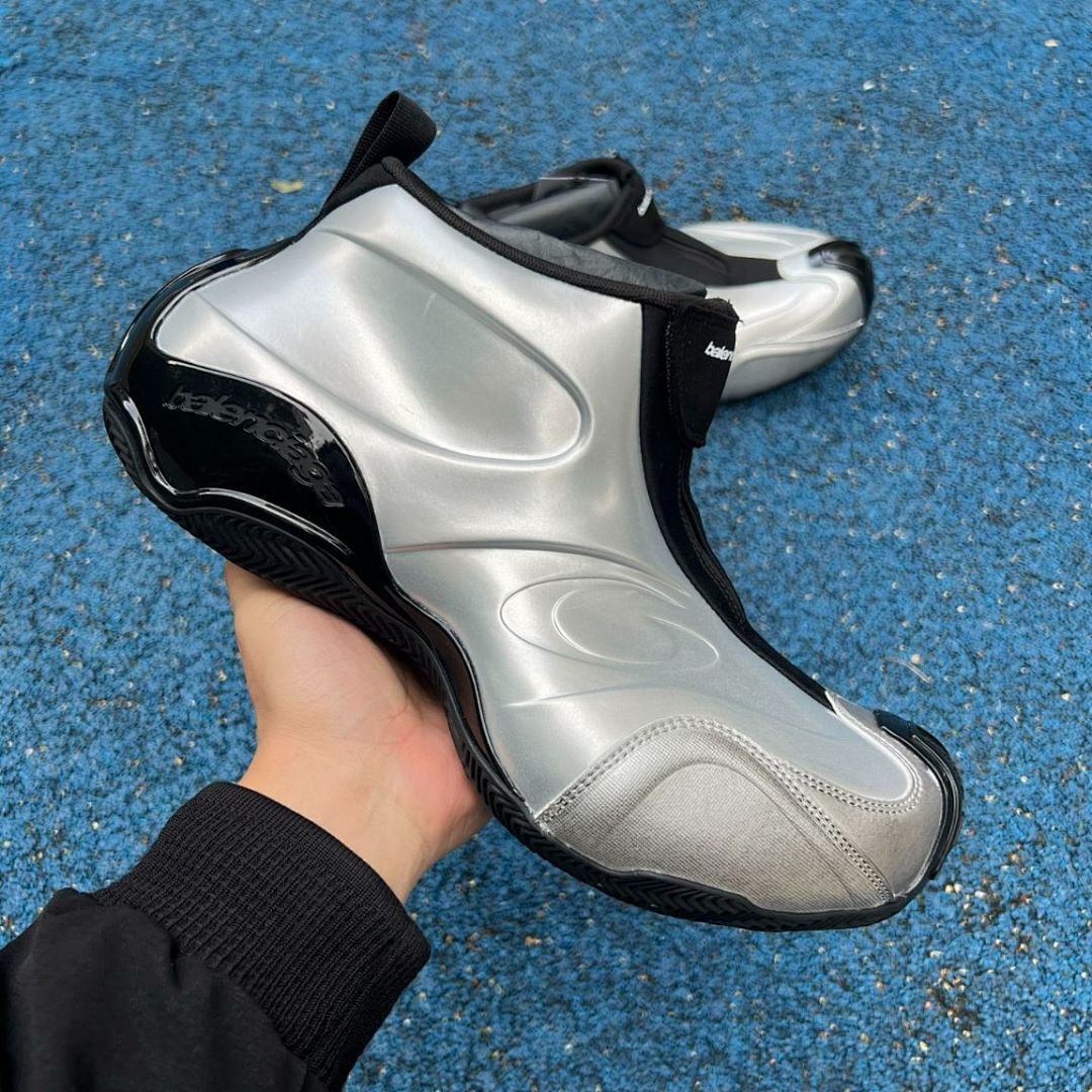 Balenciaga Zen Sneaker 617506 W1702 8100 Metallic Silver Black Luxury Designer Fashion Trainers - Image 9