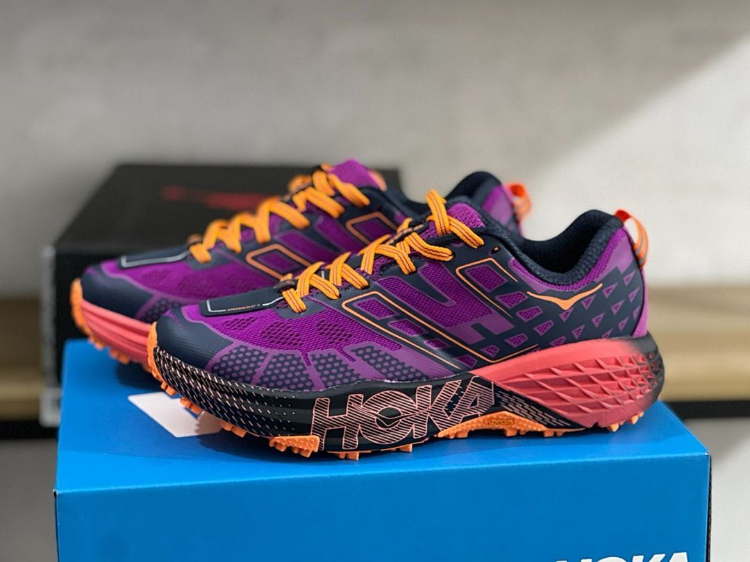 Hoka Speedgoat 5 Men's Trail Running Shoes - Dark Violet / Amber Yellow (1123123)