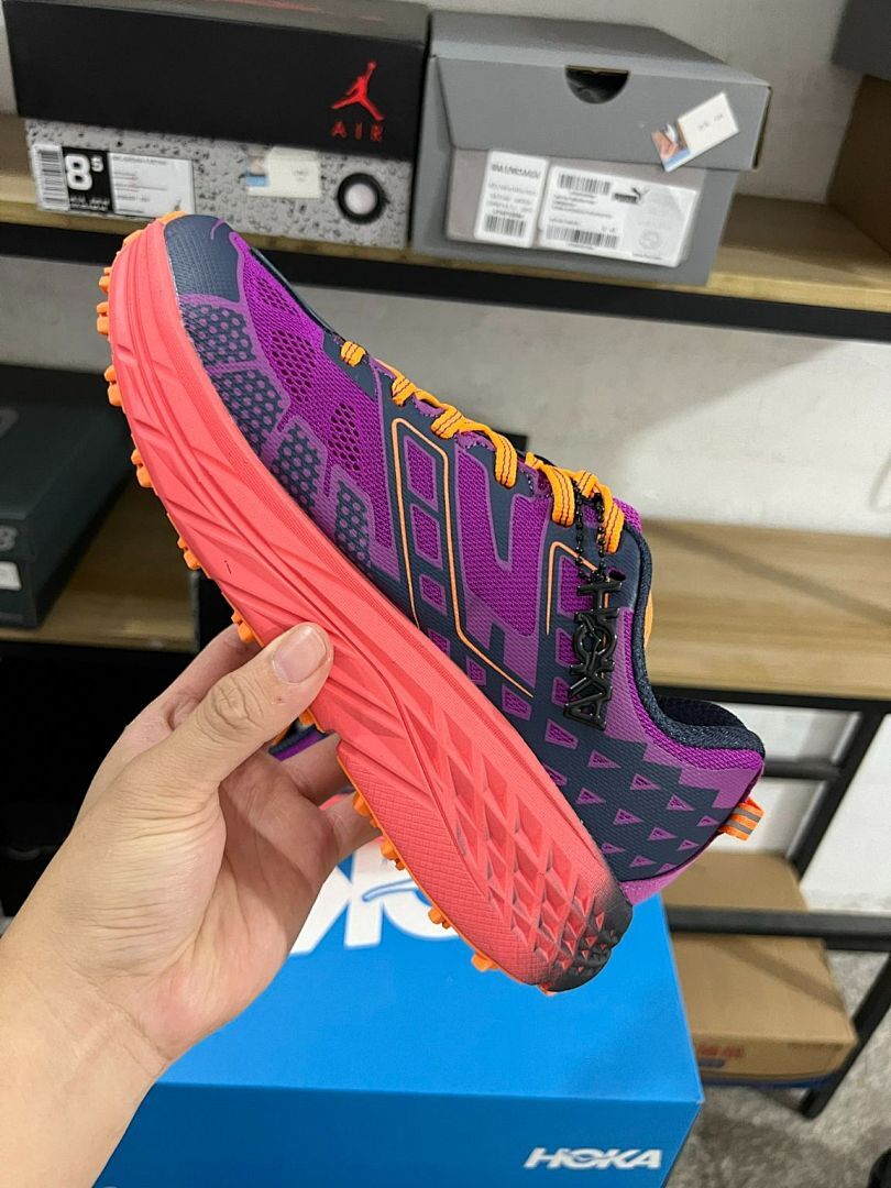 Hoka Speedgoat 5 Men's Trail Running Shoes - Dark Violet / Amber Yellow (1123123) - Image 7