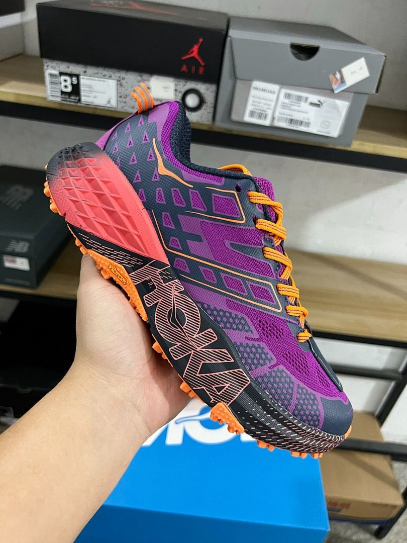 Hoka Speedgoat 5 Men's Trail Running Shoes - Dark Violet / Amber Yellow (1123123) - Image 9