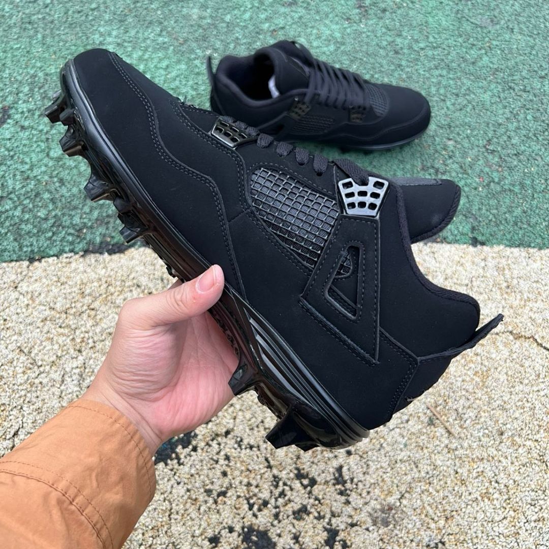 Nike Air Jordan 4 Retro Cleats Triple Black Men's Baseball Football Spikes - Image 7