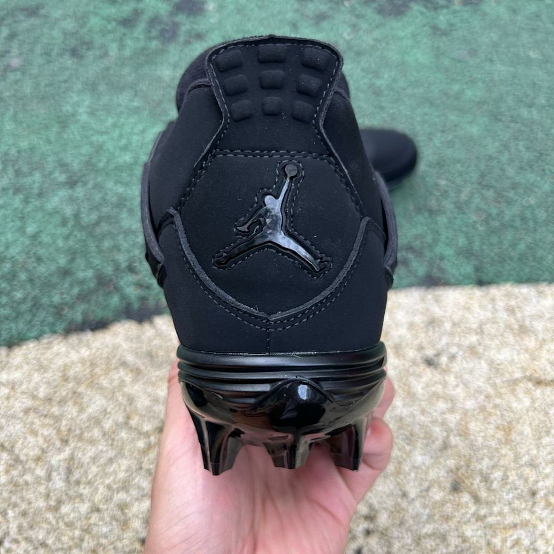 Nike Air Jordan 4 Retro Cleats Triple Black Men's Baseball Football Spikes - Image 8