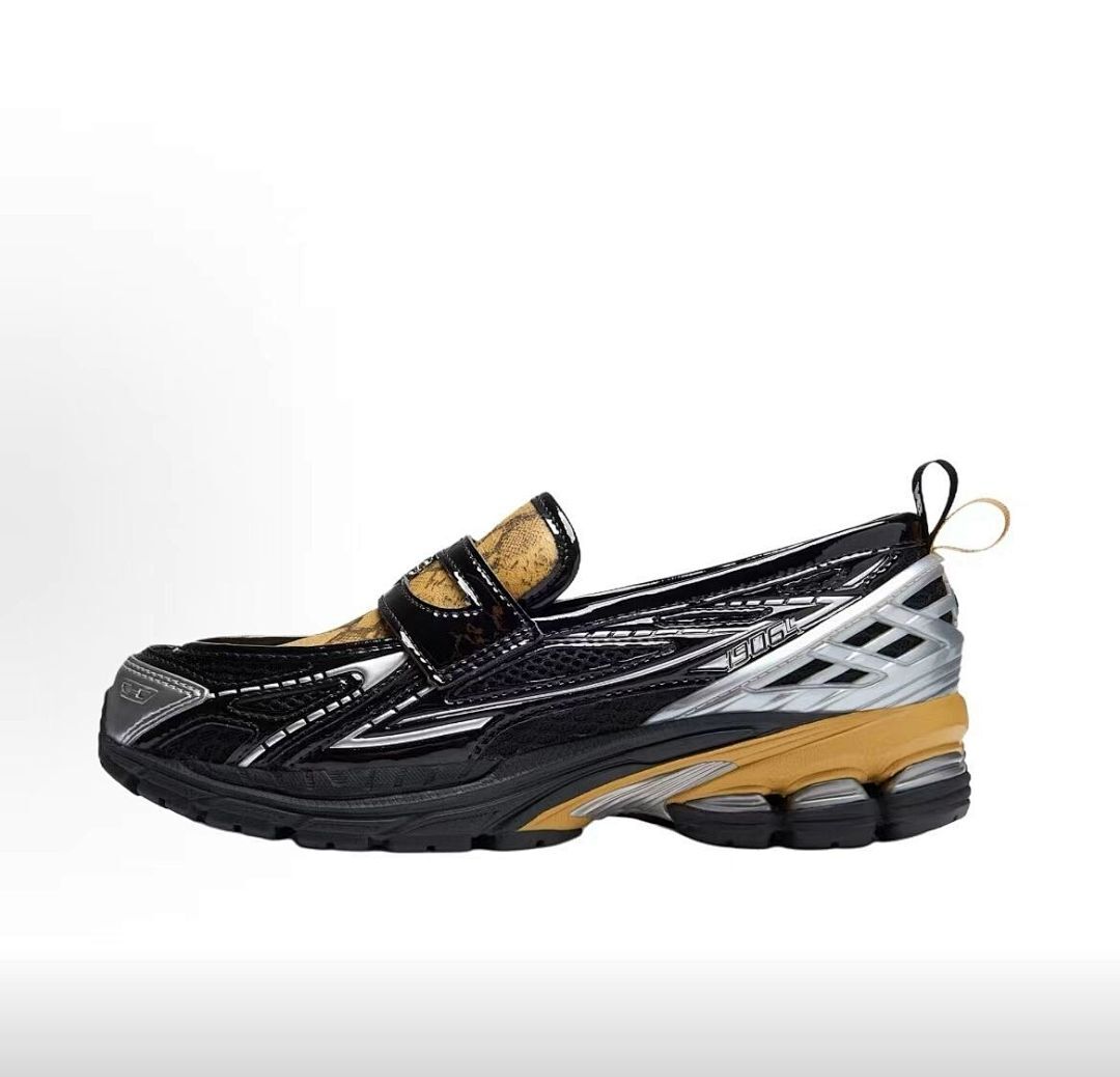 New Balance 1906L Black Gold Metallic Patent Leather Loafer Sneaker Hybrid