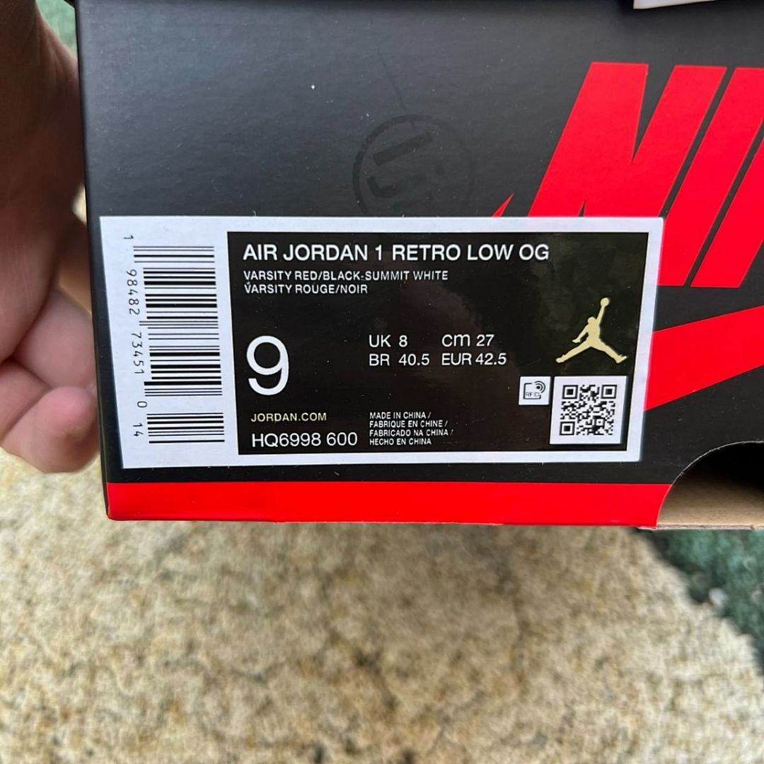 Nike Air Jordan 1 Low Gym Red White Black Sneakers 553558-605 - Image 7