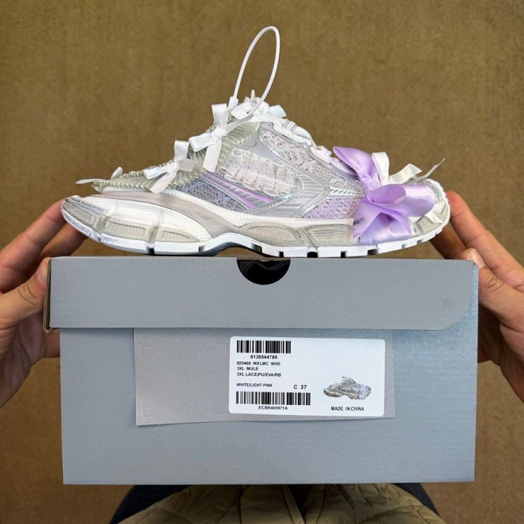 ASICS x Cecilie Bahnsen GEL-Kayano 14 Women's Pure Silver White Purple Iridescent Bows Floral Lace Limited Edition Designer Sneakers Trainers 1203A305-100 - Image 3