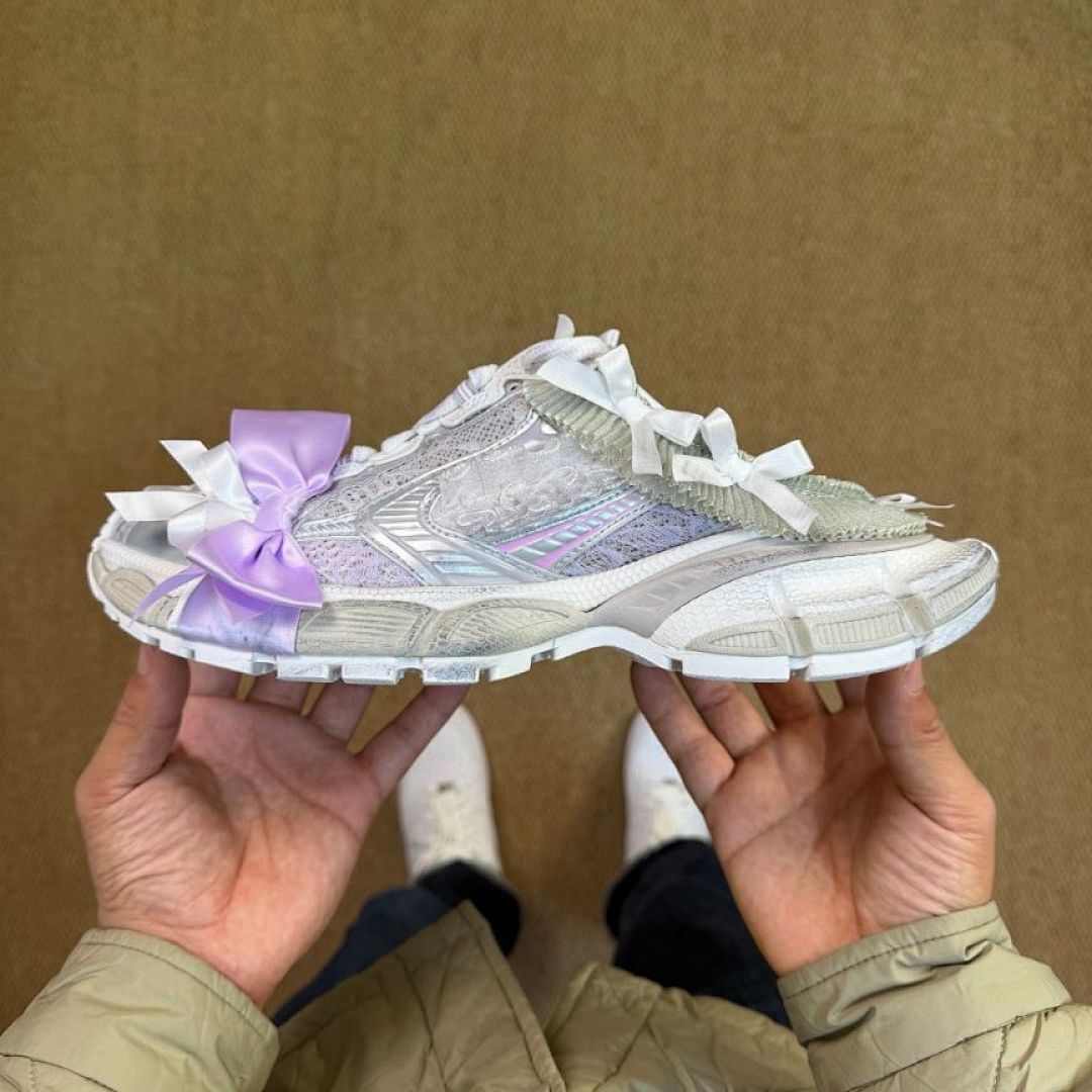 ASICS x Cecilie Bahnsen GEL-Kayano 14 Women's Pure Silver White Purple Iridescent Bows Floral Lace Limited Edition Designer Sneakers Trainers 1203A305-100 - Image 10