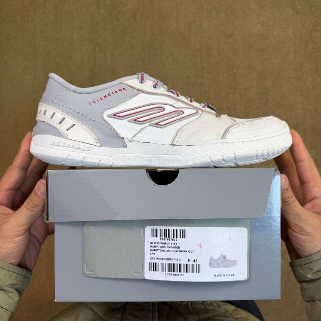 Balenciaga Runner Distressed Sneakers White Red Grey 677403W3RBM9060 - Image 3