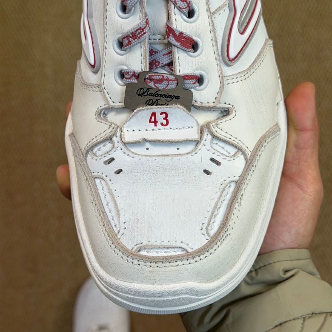 Balenciaga Runner Distressed Sneakers White Red Grey 677403W3RBM9060 - Image 4