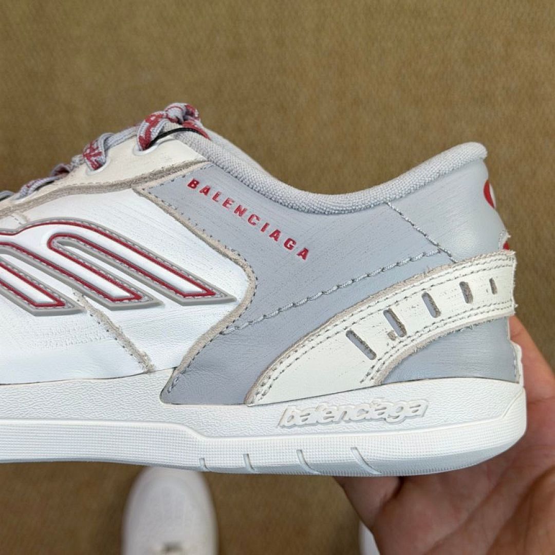 Balenciaga Runner Distressed Sneakers White Red Grey 677403W3RBM9060 - Image 6